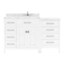 Virtu USA Caroline Parkway 57" Single Bath Vanity with White Quartz Top and Round Sink with Polished Chrome Faucet with Matching Mirror - Luxe Bathroom Vanities