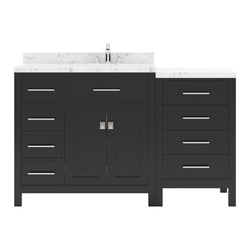 Virtu USA Caroline Parkway 57" Single Bath Vanity with White Quartz Top and Square Sink with Matching Mirror - Luxe Bathroom Vanities