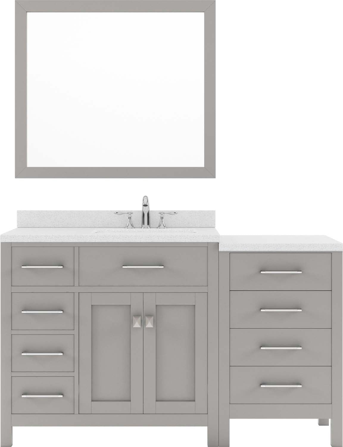 Virtu USA Caroline Parkway 57" Single Bath Vanity with Dazzle White Top and Round Sink with Mirror - Luxe Bathroom Vanities