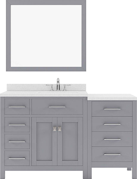 Virtu USA Caroline Parkway 57" Single Bath Vanity with Dazzle White Top and Round Sink with Mirror - Luxe Bathroom Vanities Luxury Bathroom Fixtures Bathroom Furniture