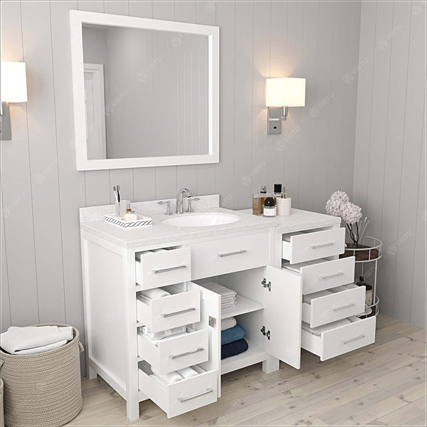 Virtu USA Caroline Parkway 57" Single Bath Vanity with Dazzle White Top and Round Sink with Mirror - Luxe Bathroom Vanities Luxury Bathroom Fixtures Bathroom Furniture