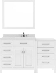 Virtu USA Caroline Parkway 57" Single Bath Vanity with Dazzle White Top and Round Sink with Mirror - Luxe Bathroom Vanities Luxury Bathroom Fixtures Bathroom Furniture