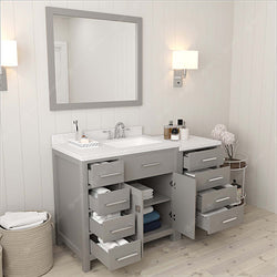 Virtu USA Caroline Parkway 57" Single Bath Vanity with Dazzle White Top and Square Sink with Mirror - Luxe Bathroom Vanities Luxury Bathroom Fixtures Bathroom Furniture