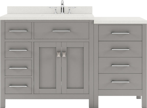 Virtu USA Caroline Parkway 57" Single Bath Vanity with Dazzle White Top and Round Sink with Polished Chrome Faucet and Mirror - Luxe Bathroom Vanities