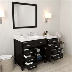 Virtu USA Caroline Parkway 57" Single Bath Vanity with Dazzle White Top and Square Sink with Mirror - Luxe Bathroom Vanities Luxury Bathroom Fixtures Bathroom Furniture