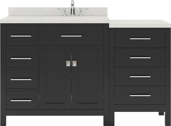 Virtu USA Caroline Parkway 57" Single Bath Vanity with Dazzle White Top and Square Sink with Polished Chrome Faucet and Mirror - Luxe Bathroom Vanities