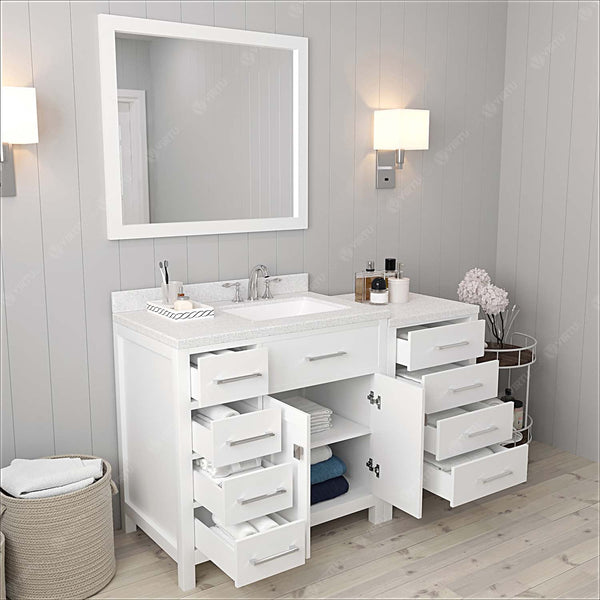 Virtu USA Caroline Parkway 57" Single Bath Vanity with Dazzle White Top and Square Sink with Mirror - Luxe Bathroom Vanities