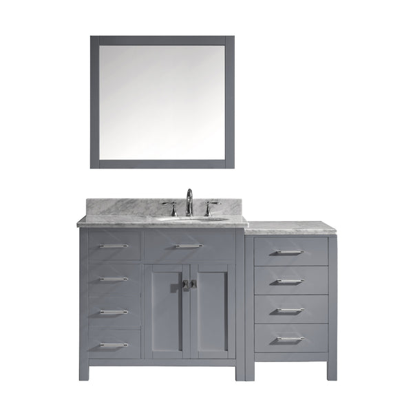 Virtu USA Caroline Parkway 57" Single Bath Vanity with Marble Top and Round Sink with Polished Chrome Faucet and Mirror - Luxe Bathroom Vanities Luxury Bathroom Fixtures Bathroom Furniture