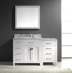 Virtu USA Caroline Parkway 57" Single Bath Vanity with Marble Top and Round Sink with Polished Chrome Faucet and Mirror - Luxe Bathroom Vanities Luxury Bathroom Fixtures Bathroom Furniture