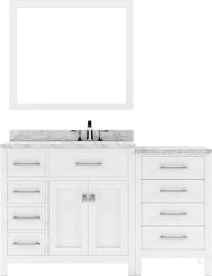 Virtu USA Caroline Parkway 57" Single Bath Vanity with White Marble Top and Round Sink with Matching Mirror - Luxe Bathroom Vanities