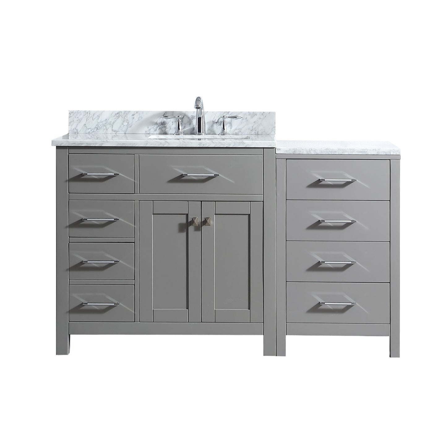 Virtu USA Caroline Parkway 57" Single Bath Vanity in Cashmere Grey with Marble Top and Square Sink with Brushed Nickel Faucet - Luxe Bathroom Vanities Luxury Bathroom Fixtures Bathroom Furniture