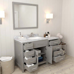Virtu USA Caroline Parkway 57" Single Bath Vanity with Marble Top and Square Sink with Mirror - Luxe Bathroom Vanities