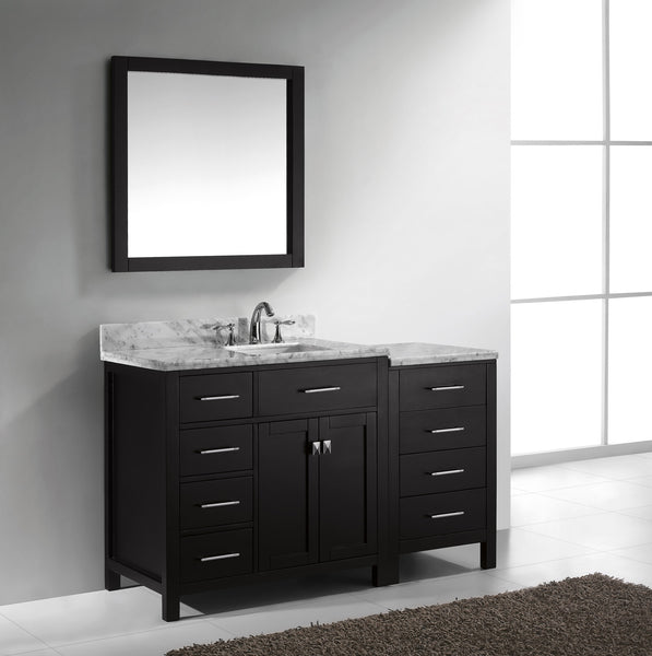 Virtu USA Caroline Parkway 57" Single Bath Vanity with Marble Top and Square Sink with Mirror - Luxe Bathroom Vanities Luxury Bathroom Fixtures Bathroom Furniture