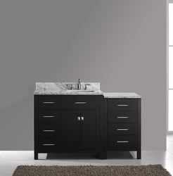 Virtu USA Caroline Parkway 57" Single Bath Vanity with White Marble Top and Square Sink - Luxe Bathroom Vanities