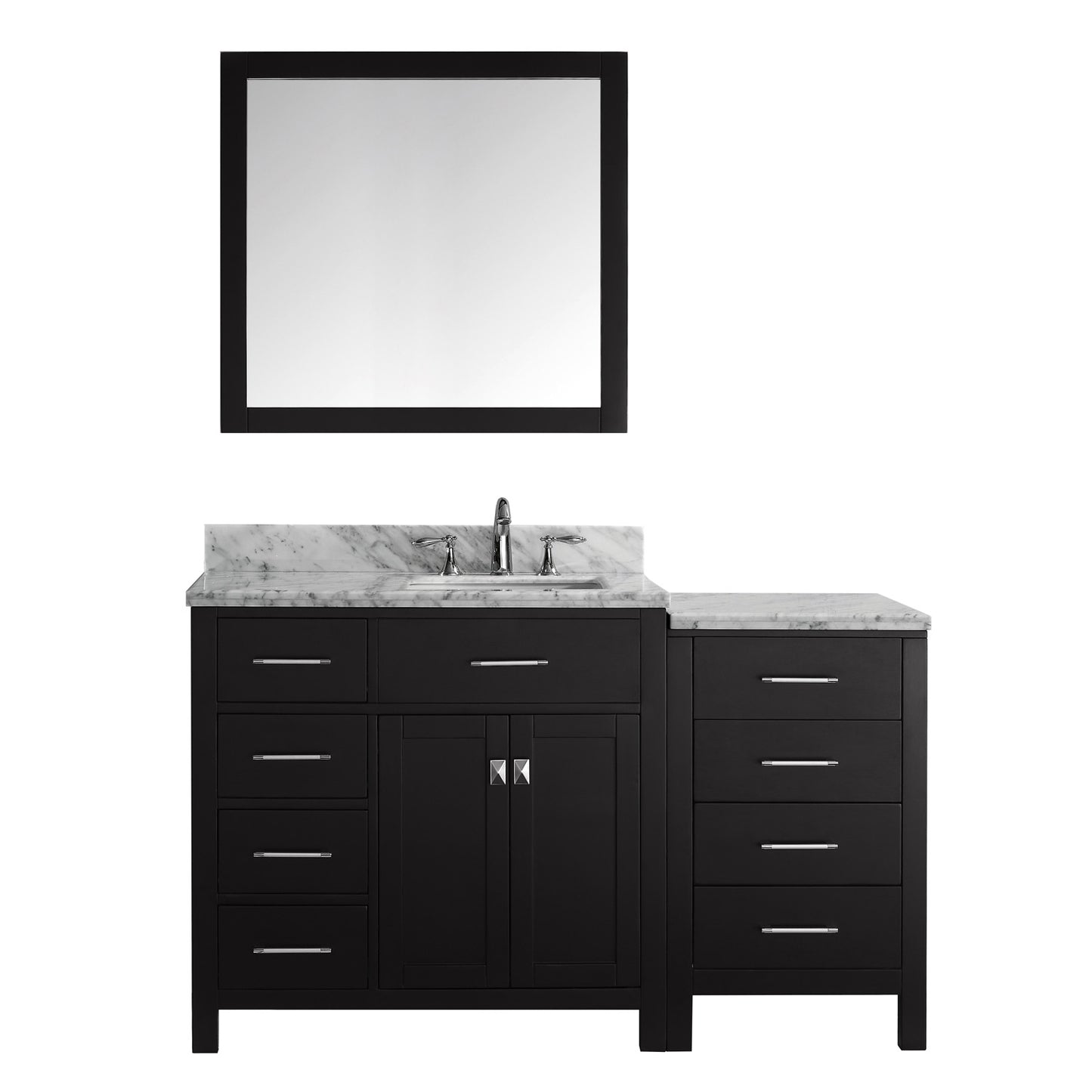 Virtu USA Caroline Parkway 57" Single Bath Vanity with Marble Top and Square Sink with Mirror - Luxe Bathroom Vanities Luxury Bathroom Fixtures Bathroom Furniture