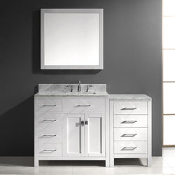 Virtu USA Caroline Parkway 57" Single Bath Vanity with Marble Top and Square Sink with Brushed Nickel Faucet and Mirror - Luxe Bathroom Vanities