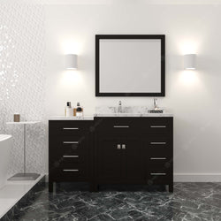 Virtu USA Caroline Parkway 57" Single Bath Vanity with Cultured Marble White Quartz Top and Round Sink with Matching Mirror - Luxe Bathroom Vanities