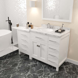 Virtu USA Caroline Parkway 57" Single Bath Vanity with Cultured Marble White Quartz Top and Round Sink with Brushed Nickel Faucet with Matching Mirror - Luxe Bathroom Vanities