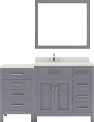 Virtu USA Caroline Parkway 57" Single Bath Vanity with Dazzle White Quartz Top and Square Sink with Brushed Nickel Faucet with Matching Mirror - Luxe Bathroom Vanities