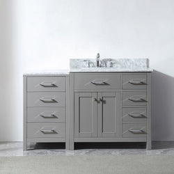 Virtu USA Caroline Parkway 57" Single Bath Vanity in Cashmere Grey with Marble Top and Round Sink with Brushed Nickel Faucet - Luxe Bathroom Vanities Luxury Bathroom Fixtures Bathroom Furniture