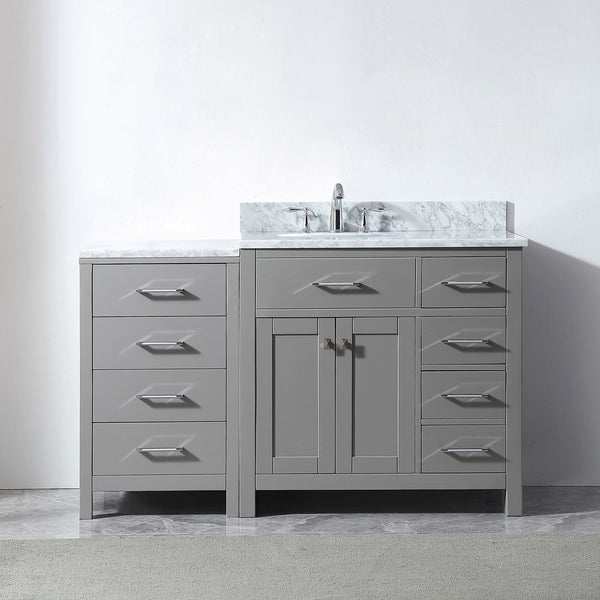 Virtu USA Caroline Parkway 57" Single Bath Vanity in Cashmere Grey with Marble Top and Round Sink with Brushed Nickel Faucet - Luxe Bathroom Vanities Luxury Bathroom Fixtures Bathroom Furniture