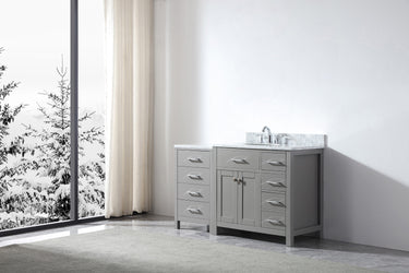 Virtu USA Caroline Parkway 57" Single Bath Vanity in Cashmere Grey with Marble Top and Round Sink with Brushed Nickel Faucet - Luxe Bathroom Vanities Luxury Bathroom Fixtures Bathroom Furniture
