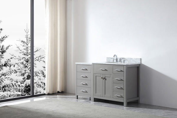 Virtu USA Caroline Parkway 57" Single Bath Vanity in Cashmere Grey with Marble Top and Round Sink with Brushed Nickel Faucet - Luxe Bathroom Vanities Luxury Bathroom Fixtures Bathroom Furniture