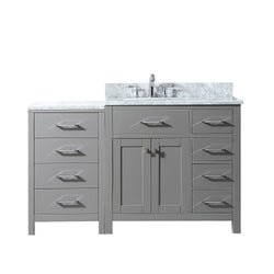 Virtu USA Caroline Parkway 57" Single Bath Vanity in Cashmere Grey with Marble Top and Round Sink with Brushed Nickel Faucet - Luxe Bathroom Vanities Luxury Bathroom Fixtures Bathroom Furniture
