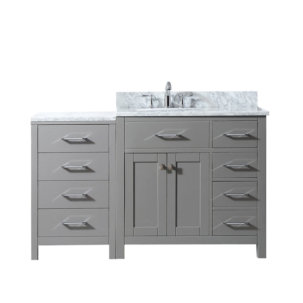 Virtu USA Caroline Parkway 57" Single Bath Vanity in Cashmere Grey with Marble Top and Round Sink with Polished Chrome Faucet - Luxe Bathroom Vanities Luxury Bathroom Fixtures Bathroom Furniture