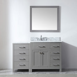 Virtu USA Caroline Parkway 57" Single Bath Vanity in Cashmere Grey with Marble Top and Round Sink with Mirror - Luxe Bathroom Vanities Luxury Bathroom Fixtures Bathroom Furniture