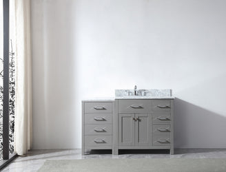 Virtu USA Caroline Parkway 57" Single Bath Vanity in Cashmere Grey with Marble Top and Round Sink with Brushed Nickel Faucet - Luxe Bathroom Vanities