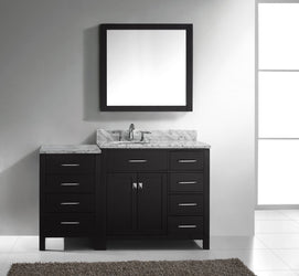 Virtu USA Caroline Parkway 57" Single Bath Vanity with Marble Top and Round Sink with Mirror - Luxe Bathroom Vanities