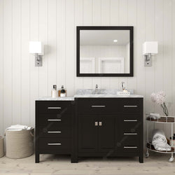 Virtu USA Caroline Parkway 57" Single Bath Vanity with Italian White Marble Top and Round Sink with Polished Chrome Faucet with Matching Mirror - Luxe Bathroom Vanities