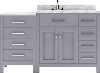 Virtu USA Caroline Parkway 57" Single Bath Vanity with Italian White Marble Top and Round Sink with Polished Chrome Faucet with Matching Mirror - Luxe Bathroom Vanities