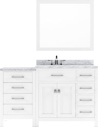 Virtu USA Caroline Parkway 57" Single Bath Vanity with Italian White Marble Top and Round Sink with Polished Chrome Faucet with Matching Mirror - Luxe Bathroom Vanities