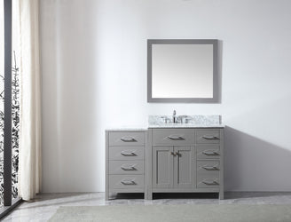 Virtu USA Caroline Parkway 57" Single Bath Vanity with Marble Top and Square Sink with Polished Chrome Faucet and Mirror - Luxe Bathroom Vanities Luxury Bathroom Fixtures Bathroom Furniture