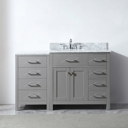 Virtu USA Caroline Parkway 57" Single Bath Vanity in Cashmere Grey with Marble Top and Square Sink with Polished Chrome Faucet - Luxe Bathroom Vanities Luxury Bathroom Fixtures Bathroom Furniture