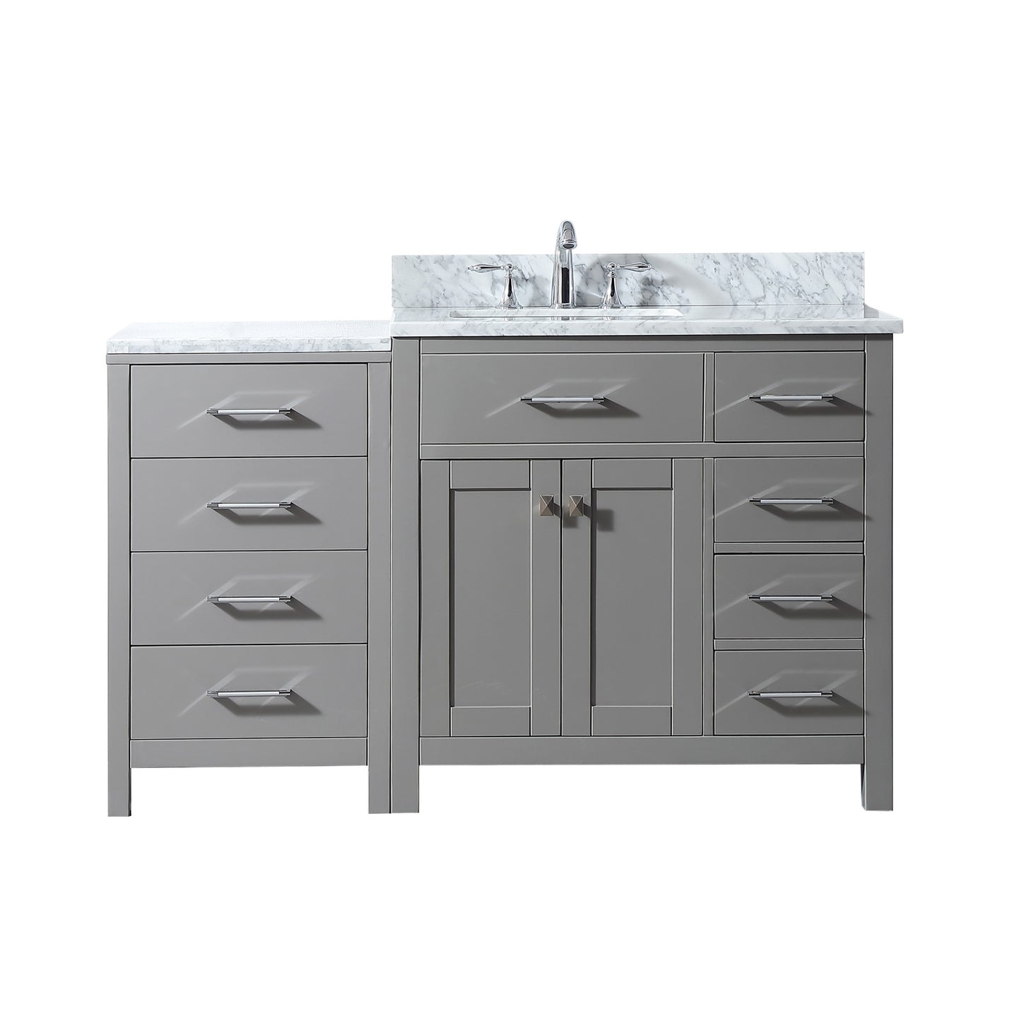 Virtu USA Caroline Parkway 57" Single Bath Vanity in Cashmere Grey with Marble Top and Square Sink with Polished Chrome Faucet - Luxe Bathroom Vanities Luxury Bathroom Fixtures Bathroom Furniture