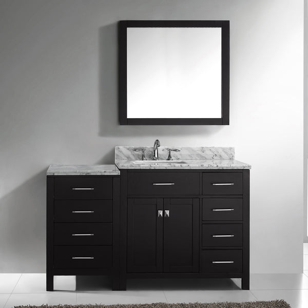 Virtu USA Caroline Parkway 57" Single Bath Vanity in Espresso with Marble Top and Square Sink with Brushed Nickel Faucet and Mirror - Luxe Bathroom Vanities Luxury Bathroom Fixtures Bathroom Furniture