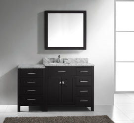 Virtu USA Caroline Parkway 57" Single Bath Vanity in Espresso with Marble Top and Square Sink with Brushed Nickel Faucet and Mirror - Luxe Bathroom Vanities Luxury Bathroom Fixtures Bathroom Furniture