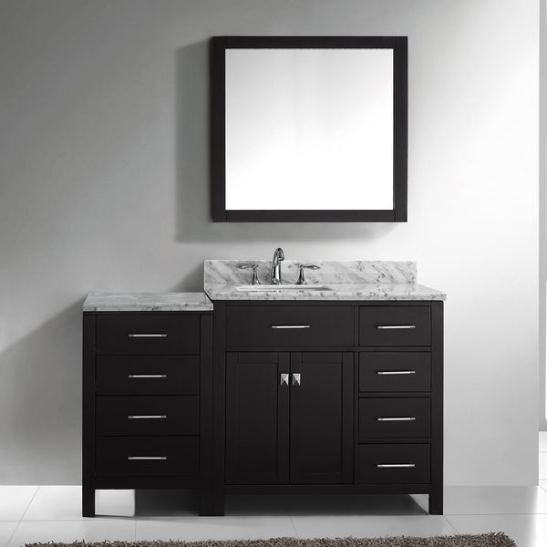 Virtu USA Caroline Parkway 57" Single Bath Vanity with Marble Top and Square Sink with Polished Chrome Faucet and Mirror - Luxe Bathroom Vanities Luxury Bathroom Fixtures Bathroom Furniture