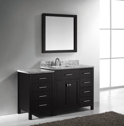 Virtu USA Caroline Parkway 57" Single Bath Vanity with Marble Top and Square Sink with Polished Chrome Faucet and Mirror - Luxe Bathroom Vanities Luxury Bathroom Fixtures Bathroom Furniture