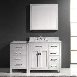 Virtu USA Caroline Parkway 57" Single Bath Vanity with Italian White Marble Top and Square Sink with Matching Mirror - Luxe Bathroom Vanities