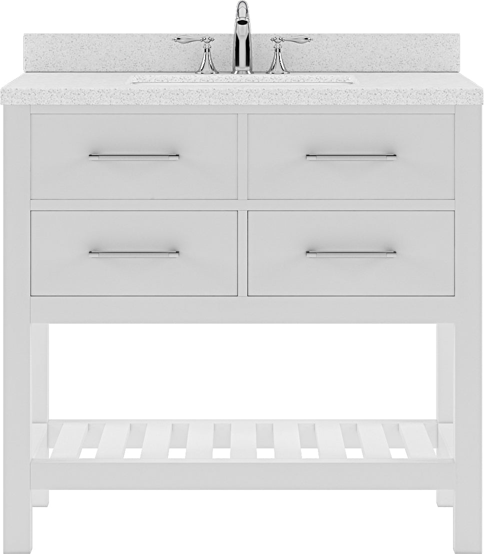 Virtu USA Caroline Estate 36" Single Bath Vanity with Dazzle White Top and Round Sink with Mirror - Luxe Bathroom Vanities Luxury Bathroom Fixtures Bathroom Furniture