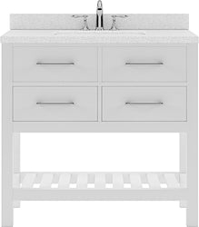 Virtu USA Caroline Estate 36" Single Bath Vanity with Dazzle White Top and Round Sink with Mirror - Luxe Bathroom Vanities Luxury Bathroom Fixtures Bathroom Furniture