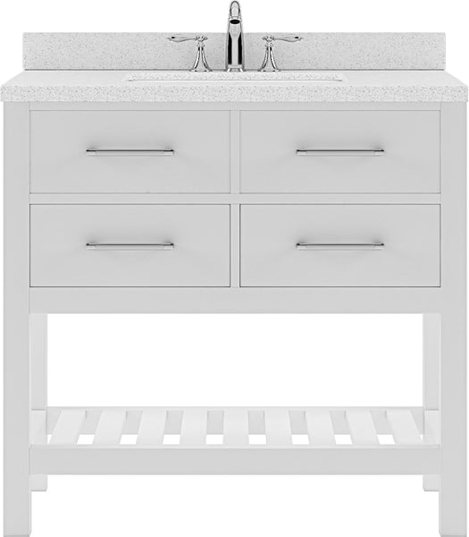 Virtu USA Caroline Estate 36" Single Bath Vanity with Dazzle White Top and Round Sink with Mirror - Luxe Bathroom Vanities Luxury Bathroom Fixtures Bathroom Furniture