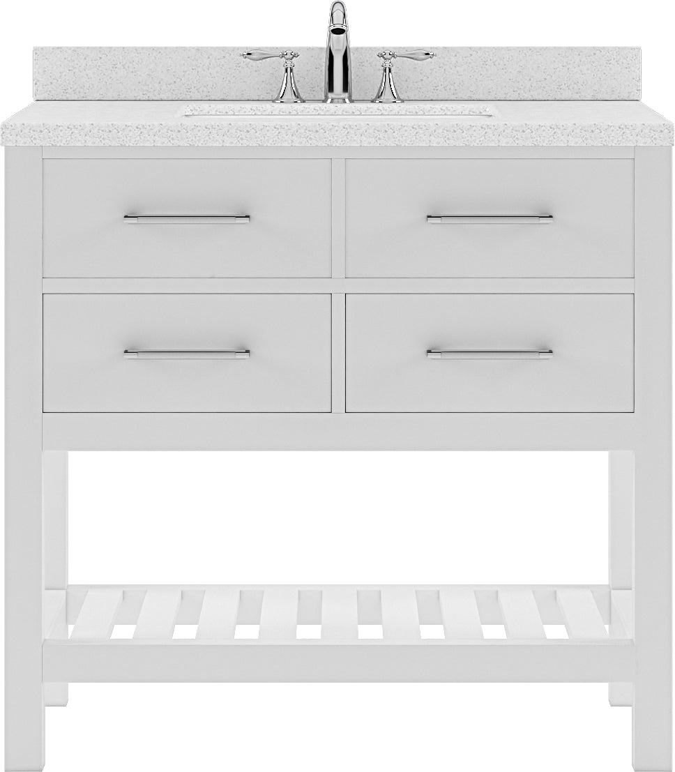 Virtu USA Caroline Estate 36" Single Bath Vanity with Dazzle White Top and Square Sink - Luxe Bathroom Vanities