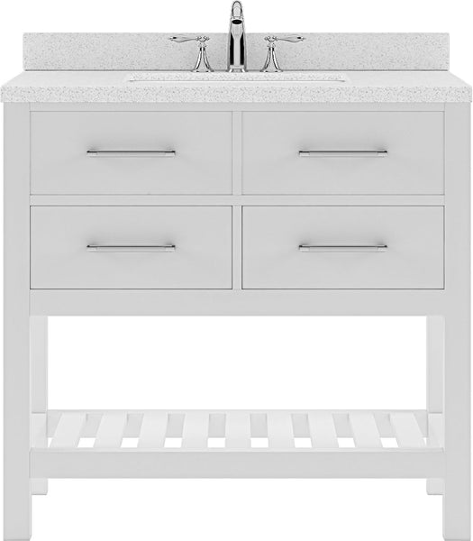 Virtu USA Caroline Estate 36" Single Bath Vanity with Dazzle White Top and Square Sink - Luxe Bathroom Vanities