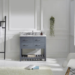 Virtu USA Caroline Estate 36" Single Bath Vanity with Marble Top and Round Sink - Luxe Bathroom Vanities