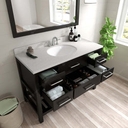 Virtu USA Caroline Estate 48" Single Bath Vanity with Dazzle White Top and Round Sink with Mirror - Luxe Bathroom Vanities